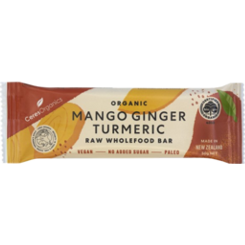 ceres organics raw wholefoodceres organics raw wholefood snack bar mango ginger turmeric50g
