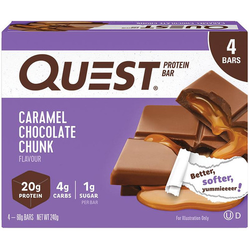 questquest protein bar caramel chocolate chunk4pack