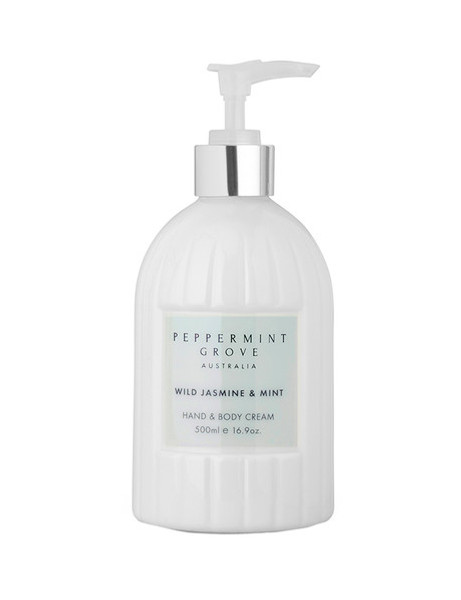 Peppermint Grove Hand & Body Cream Pump, 500ml, Wild Jasmine & Mint