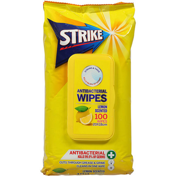 Strike Disinfectant Wipes Lemon 100 pack