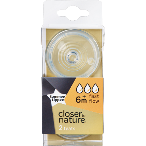 Tommee Tippee Closer To Nature Fast Flow Teat 2 Pack 6+ Months