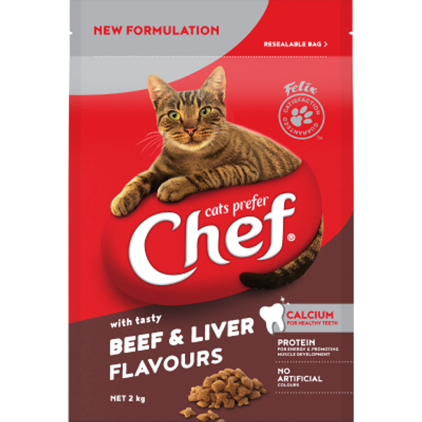 Chef Beef & Liver Flavours Cat Food 2kg
