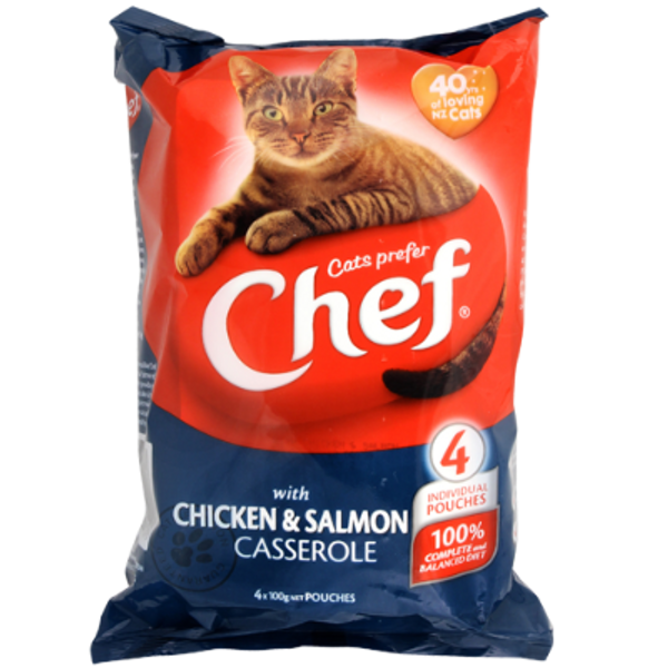 Chef Chicken& Salmon Casserole Cat Food 4pk