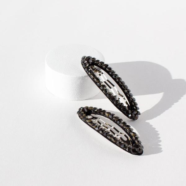 Mae. One Touch Clips Oval Rhinestone Smoke 2 Pack