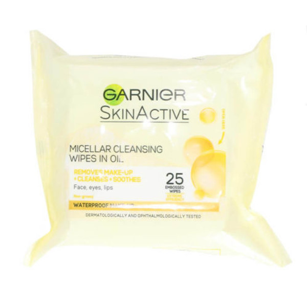 Garnier Skin Active Wipes Micellar Cleansing Wipes In Oil 25 Pack