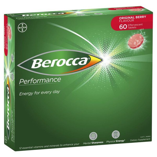 Berocca Energy Vitamin Original Berry Effervescent Tablets 60 Pack Exclusive Size