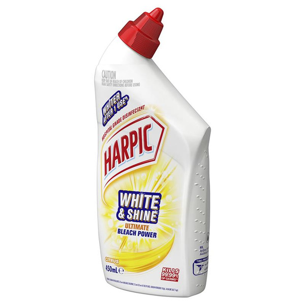 Harpic White & Shine Toilet Cleaner Fresh Thick Bleach Gel 450Ml