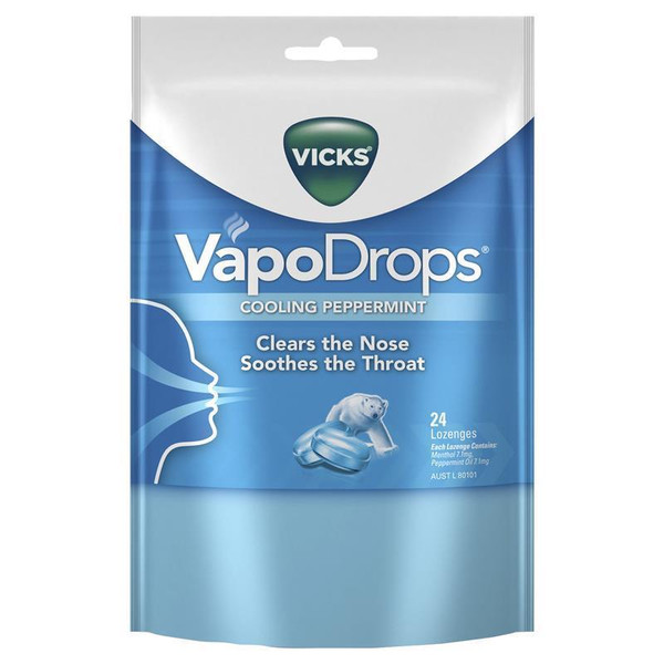 Vicks VapoDrops Cooling Peppermint Lozenges 24 Pack