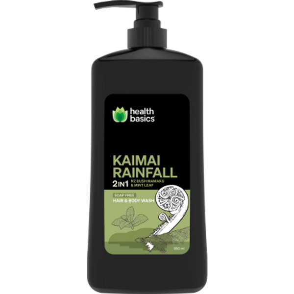 Health Basics Kaimai Rainfall 2 In 1 Soap Free Hair & Body Wash 950ml