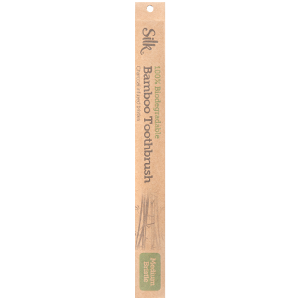 Silk 100% Biodegradable Medium Bristle Bamboo Toothbrush 1pk