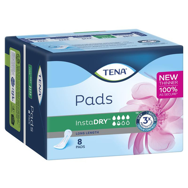 tena pad instadry standard length 8 pack