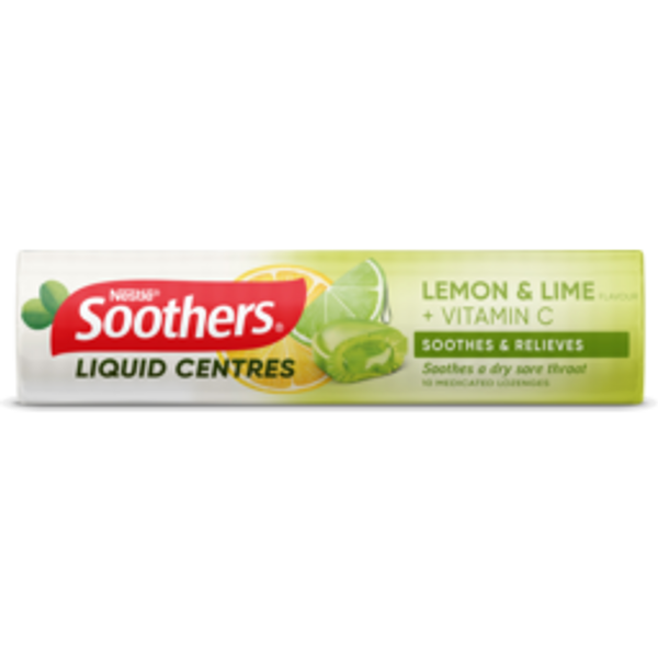 sootherssoothers lozenges liquid centres lemon & lime10pack