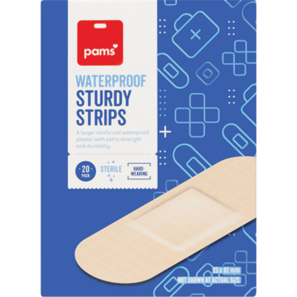 Pams Waterproof Sturdy Plaster Strips 20pk