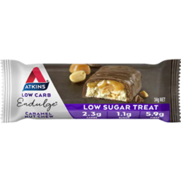 atkins endulgeatkins endulge nutrition bar caramel nut chew34g