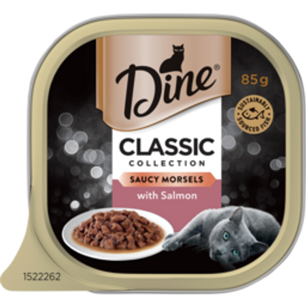 dine classic collectiondine classic collection wet cat food saucy morsels with salmon85g