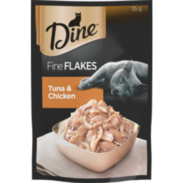 dine fine flakes wetdine fine flakes wet cat food tuna & chicken35g