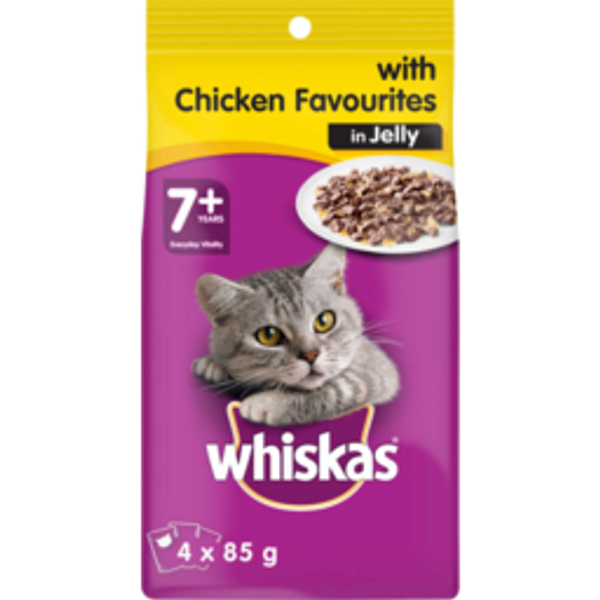 whiskas seniorwhiskas senior wet cat food chicken favourites in jelly4pack