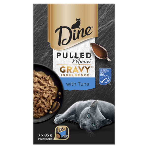 Dine Pulled Menu Gravy Indulgence With Tuna Wet Cat Food 7 x 85g
