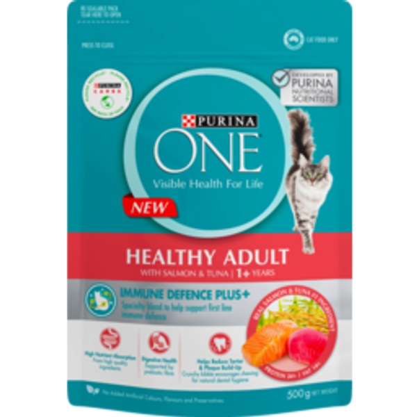 Purina ONE Healthy Adult With Salmon & Tuna Cat Food 500g