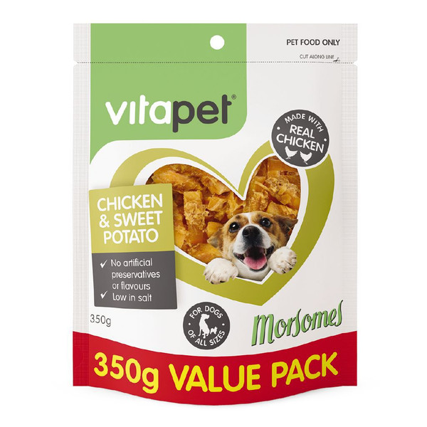 vitapet morsomesvitapet morsomes dog treats chicken & sweet potato350g