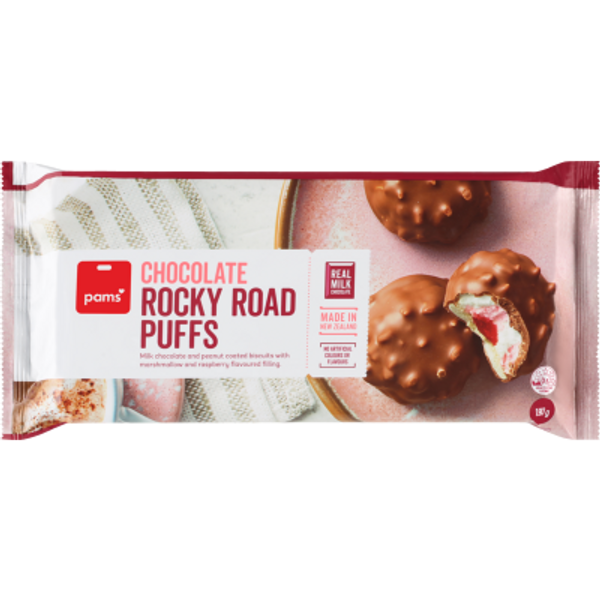 Pams Rocky Road Chocolate Puffs 190g