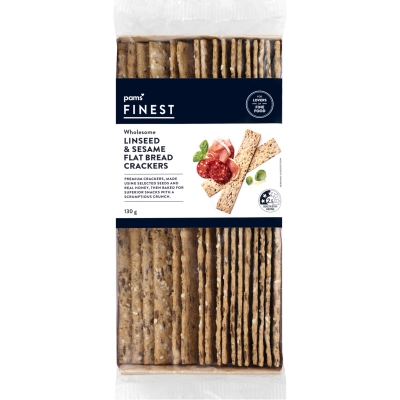 Pams Finest Wholesome Linseed & Sesame Flat Bread Crackers 130g
