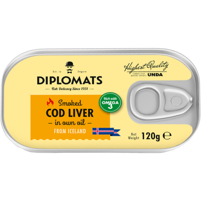 UNDA Diplomats Smoked Cod Liver In Own Oil 120g
