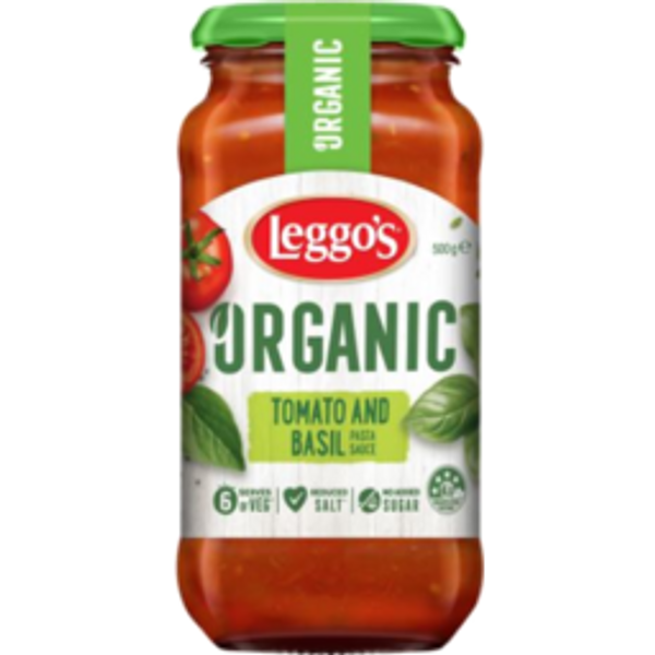 leggos organicleggos organic tomato & basil pasta sauce 500g