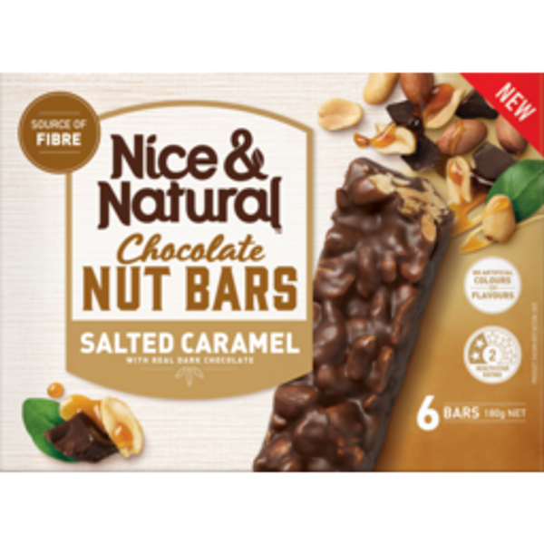 nice & natural nut barnice & natural nut bar muesli bars chocoalet salted caramel 180g6pack