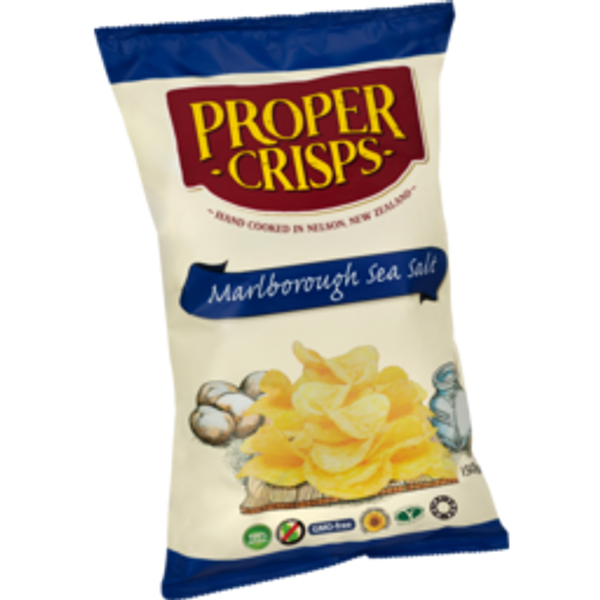 proper crispsproper crisps potato chips marlborough sea salt150g