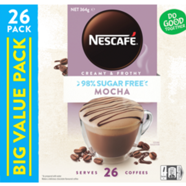 Nescafe Coffee Mixes 98% Sugar Free Mocha 26 Pack
