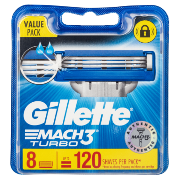 Gillette Mach3 Turbo Cartridges 8ea