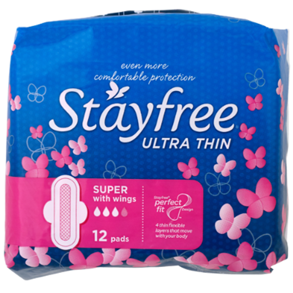 Stayfree Ultra Thin Super Pads With Wings 12pk
