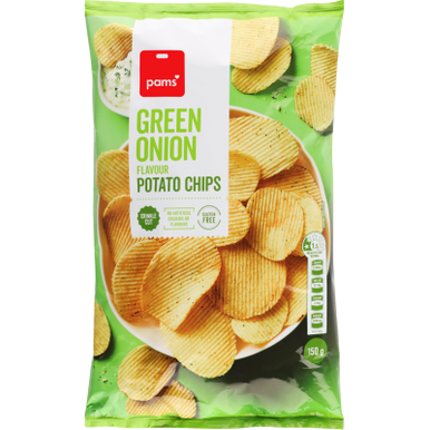Pams Green Onion Flavour Potato Chips 150g - SPOIL.co.nz