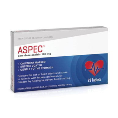 Aspec Aspirin Low Dose 100mg 28 Tablets - SPOIL.co.nz