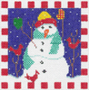 Christmas Ornament C509 Snowman Square 4.5"SQ 18 Mesh Shelly Tribbey Designs