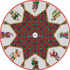 4003B Red Suit Santa Playing Drum, Tartan tree skirt  #13 Mesh 30" h (1/8th circle Only) Susan Roberts Needlepoint