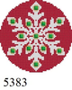 Ornament 5383 Susan Roberts Needlepoint SNOWFLAKE, BURGUNDY JEWELED 3.25" Round 18 Mesh