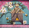 KCBEE07-18 Asian Skep with Dogwood Branch 4.25"w x 4.25"h 18 Mesh With Stitch Guide KELLY CLARK STUDIO, LLC