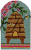 Bee KCBEE06-18 Spring Skep with Cherry Blossoms 2.75"w x 4.25"h 18 Mesh With Stitch Guide KELLY CLARK STUDIO, LLC