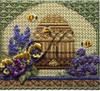 KCBEE04-18 Bee Skep in Spring Garden 4.25"w x 4.25"h 18 Mesh With Stitch Guide KELLY CLARK STUDIO, LLC