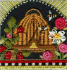 KCBEE01-18 Folk Art Bee Skep w/ Strawberries 3.25"w x3.5"h 18 Mesh With Stitch Guide KELLY CLARK STUDIO, LLC