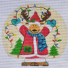 LK-61 Santa Moose Ornament 5” Round 18 Mesh Danji Designs LAURIE KORSGADEN