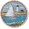 Ornament MBM-XO75 Catboat 18 Mesh 4.25”Rnd. Melinda B. McAra
