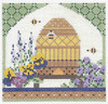 Bee KCBEE04-18 Skep in Spring Garden 4.25"w x 4.25"h 18 Mesh With Stitch Guide And Embellishment Kit KELLY CLARK STUDIO, LLC