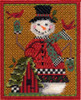 KCN20 Snowman & Bird Chalet 4.75" x 6.25", 13 Mesh KELLY CLARK STUDIO, LLC