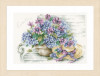 PN167812 Cntd Cross Stitch Kit Hydrangea on a bench 10,5 threads/cm (27ct) ivory Lanarte Kit 