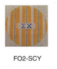 Fraternity Series:  F02-SC Sigma Chi Colors Yellow Or Blue Stripe 4 ½ " round 18 Mesh  Kangaroo Paw Designs