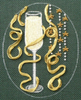 8107 Champagne Leigh Designs 4" x 5" 18 Mesh Christmas Cocktail Canvas Only Inquire If Stitch Guide Is Available