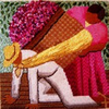 12721 CWD-M68 Rivera Flower Basket Man 7 x 9 18 Mesh Stitch Painted Changing Women Designs